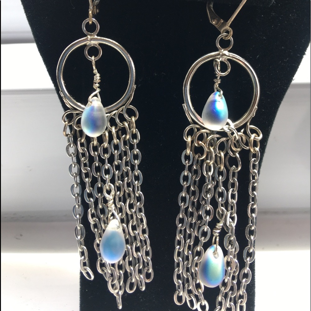 Iridescent glass beaded earrings